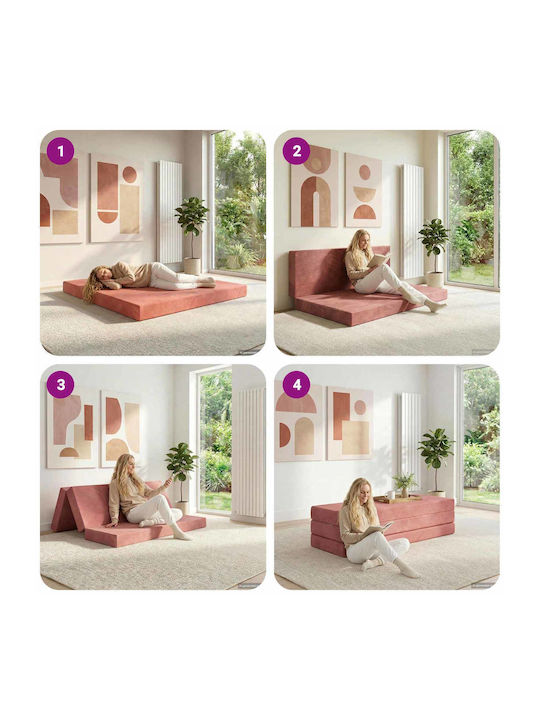 Fotoliu Puf Polimorfic Canapea Roz 200x67x45cm