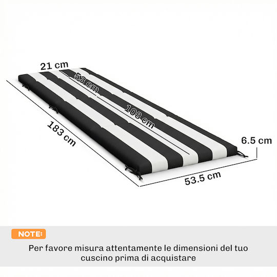 Outsunny Pernă Pentru Pat De Soare Cu Spătar Negru Și Alb 2 Bucăți 54x183cm