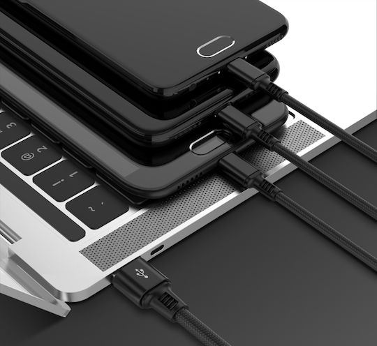 3-in-1 Cable Iphone Micro Usb Type-c Koanni Kb13_black