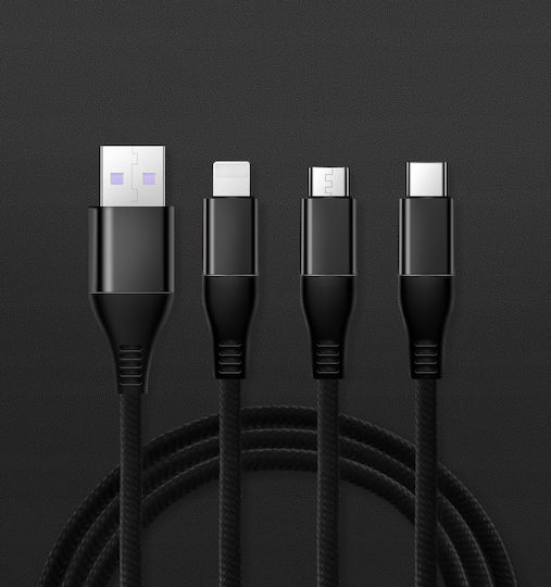 3-in-1 Cable Iphone Micro Usb Type-c Koanni Kb13_black