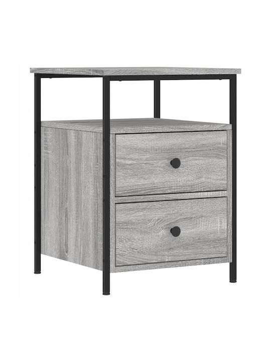Wooden Bedside Table with Metal Legs Grey 44x45x60cm
