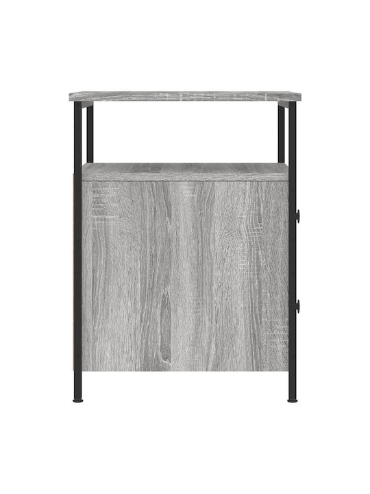 Wooden Bedside Table with Metal Legs Grey 44x45x60cm
