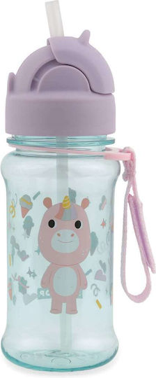 Skip Hop Kids Water Bottle Unicorn Plastic With Straw Pink 355ml