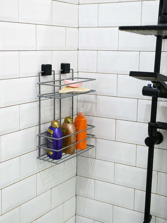 SteweHome Wall Mounted Bathroom Shelf Metallic Grey