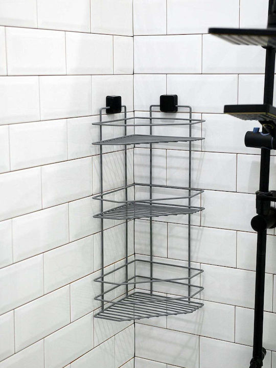 SteweHome Wall Mounted Bathroom Shelf Metallic Grey