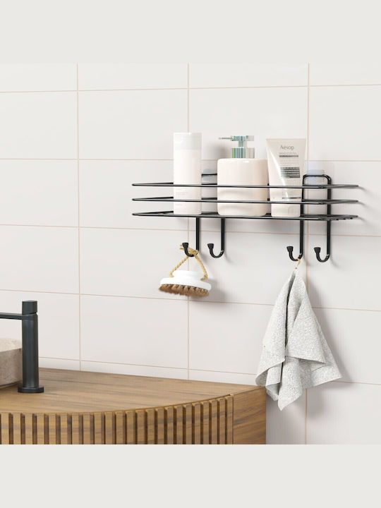 Femmit Self-Adhesive Metal Bathroom Shelf Hooks 30×10 Cm Black