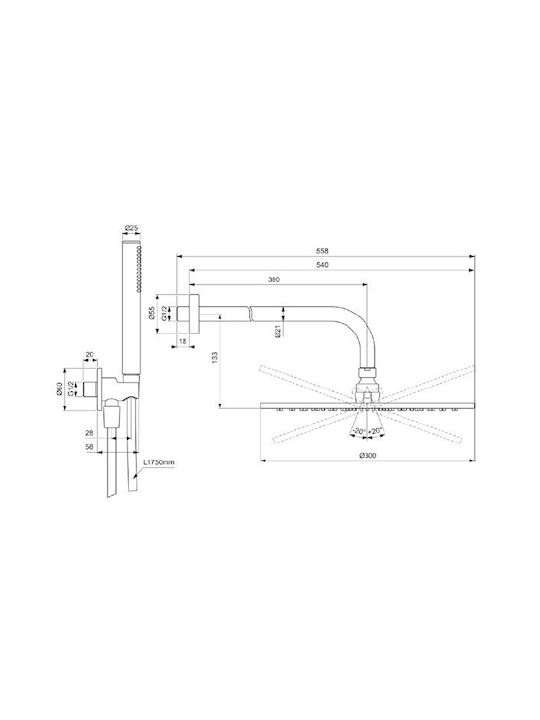 Ideal Standard Idealrain για Ντουζιέρα Γκρι 3800861126416
