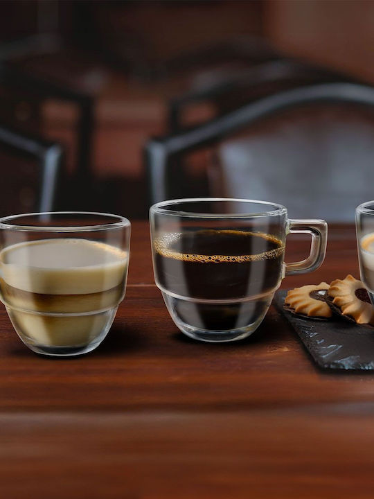 RCR Set Coffee Cups Glass Brown 120ml 6pcs