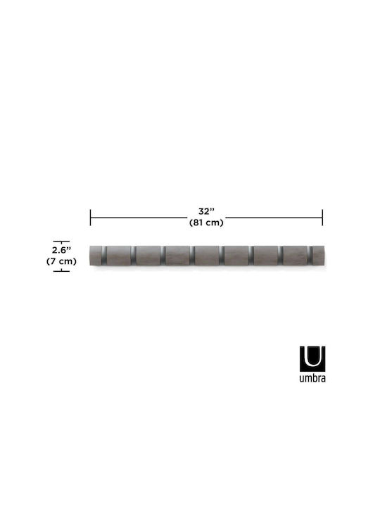 Umbra Wall Hanger Flip Wooden 8 Hooks Grey 81x7cm