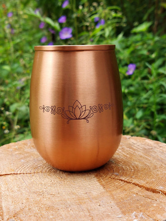 Kupfer Wasserbrille Lotus Design Handgefertigte Reine Kupferbrille 350ml
