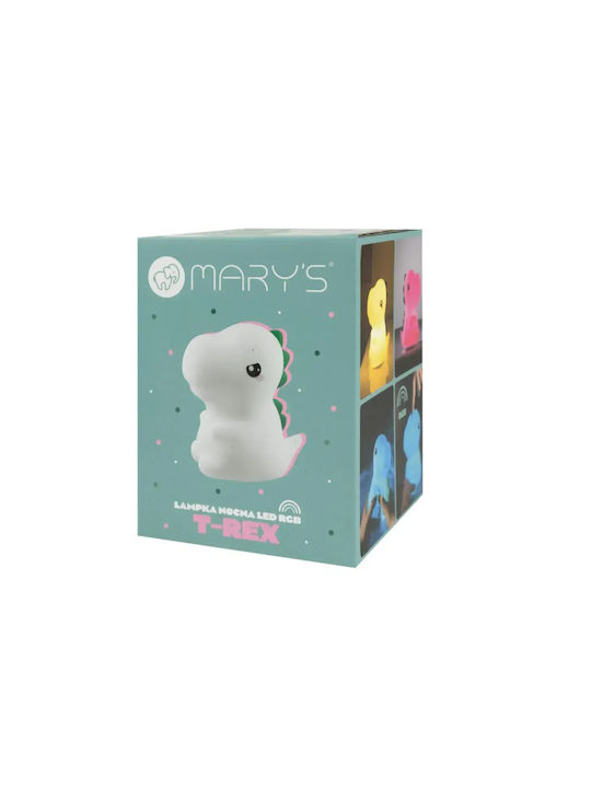Mary's Lampă Led Decorativă de Masă pentru Copii cu Atingere Tyrannosaurus Rex Albă 14.4x10.3x6.5cm