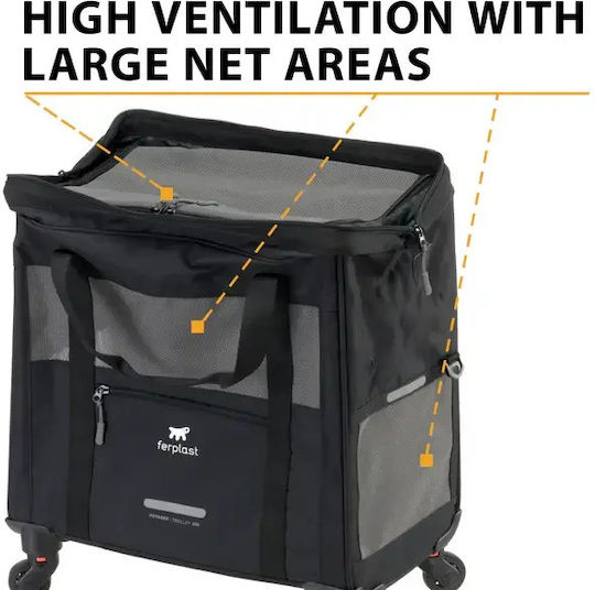 Ferplast Waterproof Trolley for Carrying Dog / Cat up to 15kg Grey L48xW46xH26cm