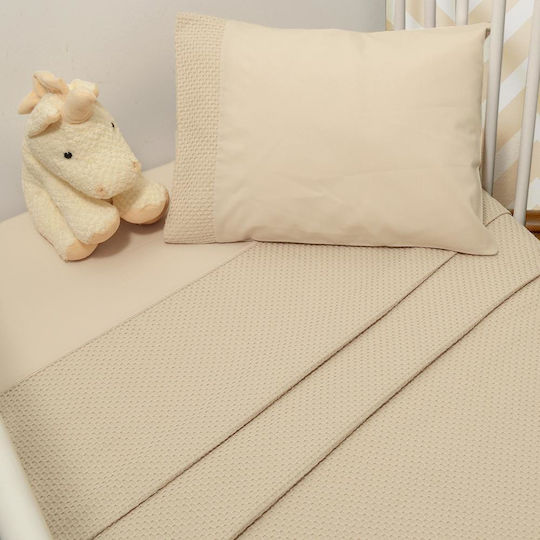 Baby Oliver Комплект Бебешки Чаршафи За Люлка Памучни Бежови 75x110см
