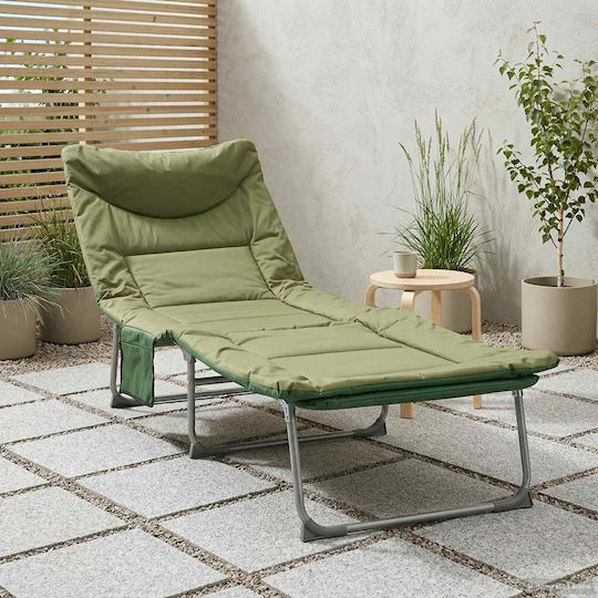 vidaXL vidaXL Green Foldable Steel Beach Sunbed