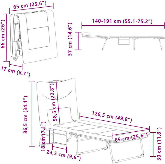 vidaXL vidaXL Green Foldable Steel Beach Sunbed