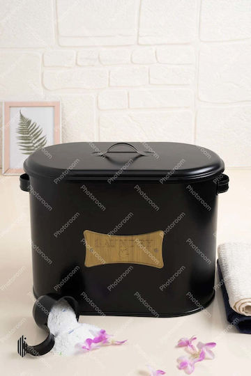 SteweHome Metallische Aufbewahrungsbox mit Deckel Schwarz 12lt