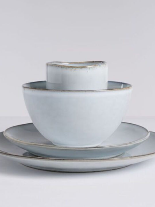 Mica Mica Gri Ceramică Set de Vase 16buc