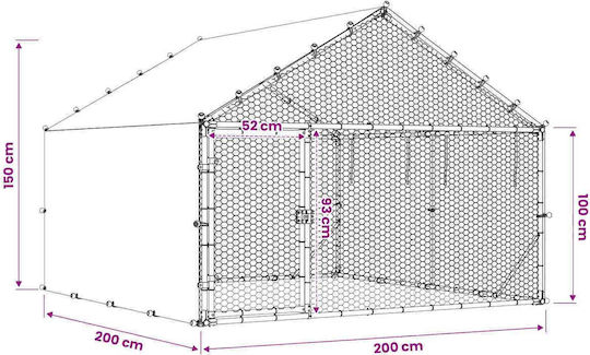 vidaXL Poultry Coop Galvanized Steel L2 x W2 x H1.5m