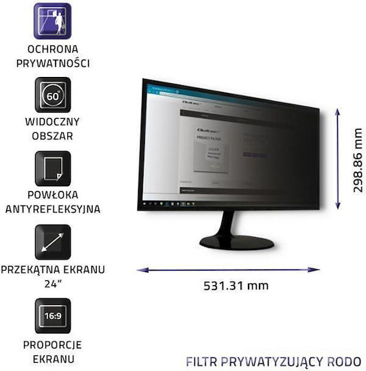 Qoltec 24" 16:9 GDPR Privatsphäre Bildschirm-Filter