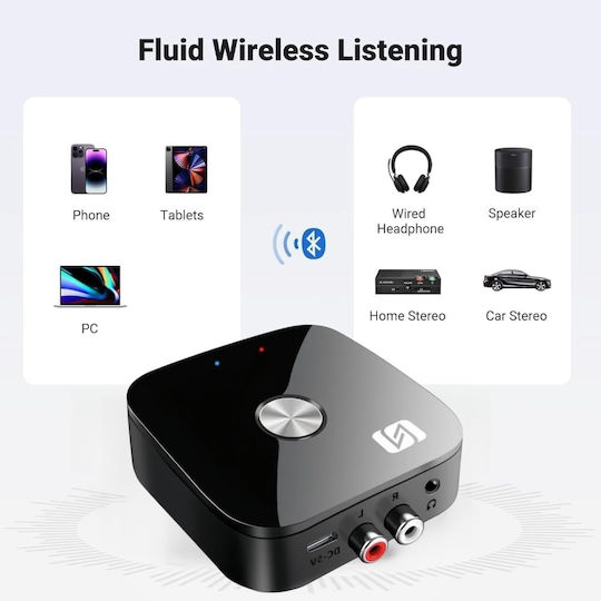 Techstar T68 Receptor Audio Bluetooth Bt 5.3 Nfc Rca L R + Aux 3.5mm Usb U-disk Telecomandă Ir Hifi 10m Negru