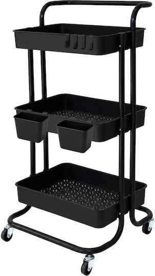 Relaxdays Metal Kitchen Trolley Black 87x43x38cm