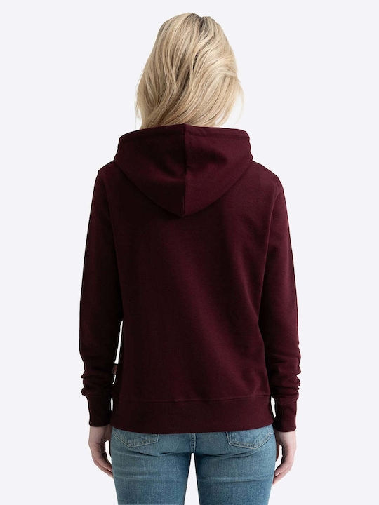 Flookburgh Γυναικείο Φούτερ με Κουκούλα Oxblood/chalk