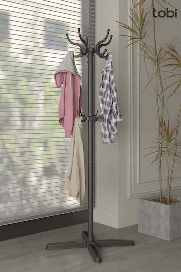 SteweHome Metallic Black Coat Rack 180cm