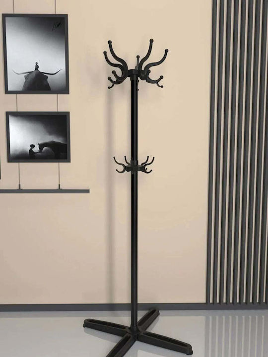 SteweHome Καλόγερος Μεταλλικός Μαύρος 170cm