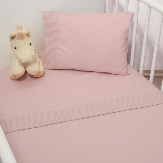 Baby Oliver Σετ Βρεφικά Σεντόνια Λίκνου Βαμβακερά Des. 452 Ροζ 75x110εκ.