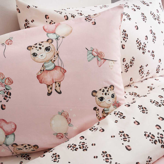 Vesta Home Kinderbettlaken Set Mit Gummizug Baumwolle Leopard 100x200cm