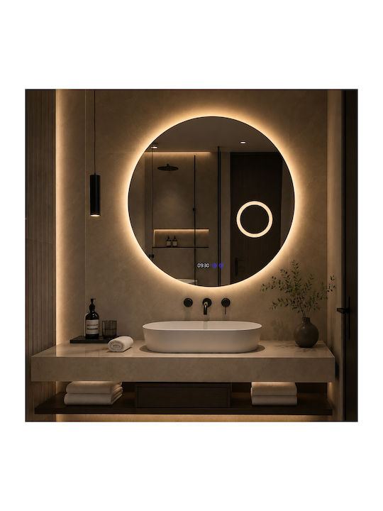 Futura Futura Vergrößerung Rund Badezimmerspiegel LED Berührung 70x70cm Weiß