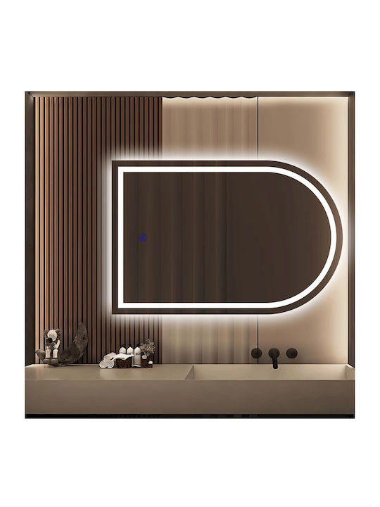 Futura Полукръгло Огледало За Баня LED Touch 60x90cm Бял