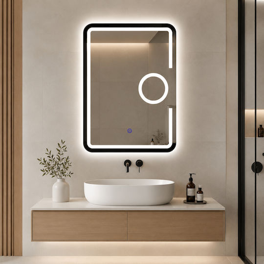Futura Magnifying Rectangular Bathroom Mirror Led Touch 60x80cm White
