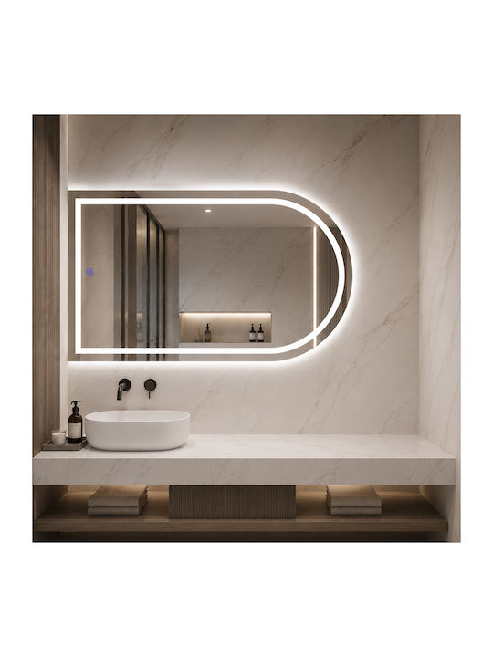 Futura Полукръгло Огледало За Баня LED Touch 60x90cm Бял