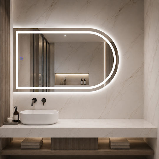 Futura Semicircular Bathroom Mirror Led Touch 60x90cm White