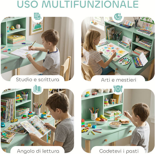 Kids Desk Made of Melamine Green 90x52x105cm