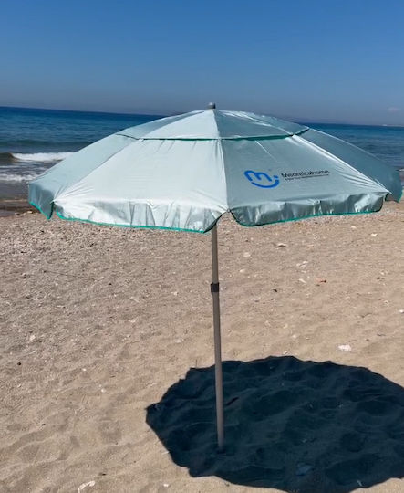 Medrelaxhome Σετ 3 Τεμαχίων Ομπρέλα Θαλάσσης 1.9m Upf50+ Πτυς Ξαπλώστρα Comfortflex Μπλε Σετ Αντιανεμικών Σχοινιών