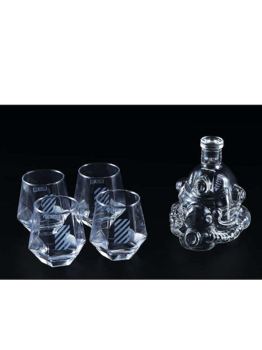 Ukonic Liqueur Serving Decanter with Stopper and Glasses 5 Pieces