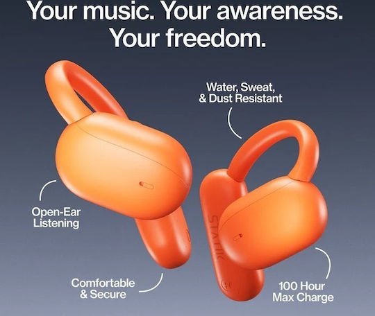 Statik Aktive Earbuds Bluetooth Kopfhörer mit Schweißbeständigkeit und Ladekoffer Orange