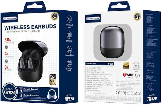 Jellico TWS29 Open Ear Bluetooth Handsfree Ακουστικά με Θήκη Φόρτισης Μαύρα