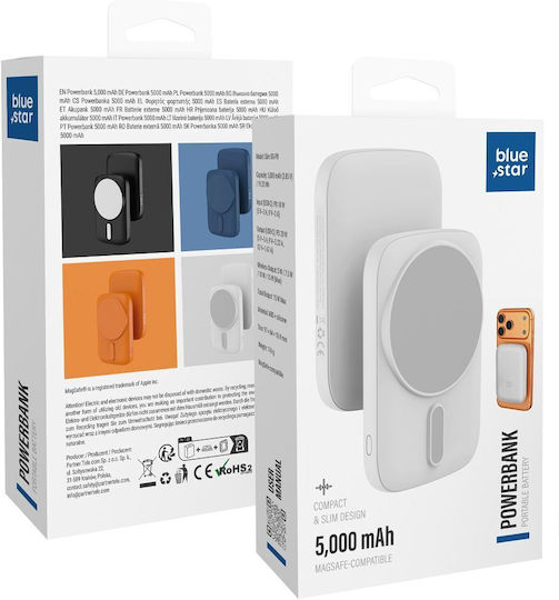 Blue Star DG-P8 MagSafe Power Bank 5000mAh 20W with USB-C Power Delivery Port White