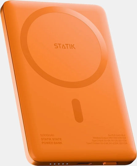 Statik MagSafe Power Bank 5000mAh 15W with USB-C Port Orange
