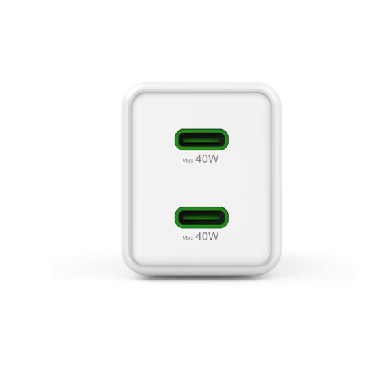HAMA Incarcător Fără Fir GaN Cu 2 Porturi De Ieșire USB-C 40W Livrarea Energiei Alb