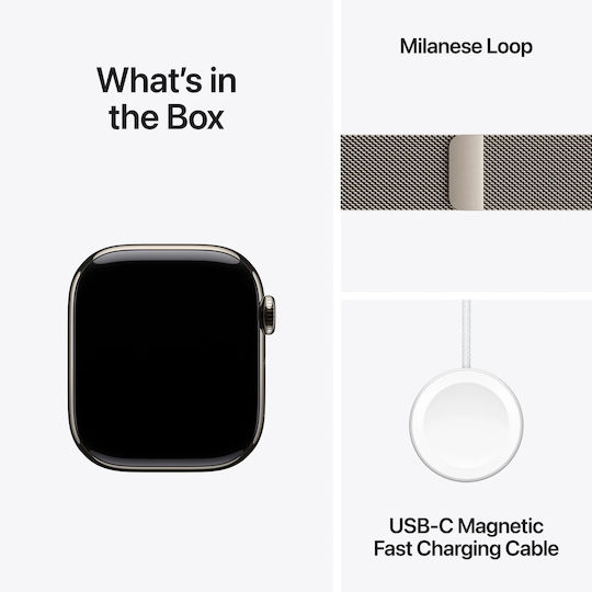 Apple Watch Series 11 Titanium 42mm Waterproof with eSIM and Heart Rate Monitor (Natural Titanium Case with Natural Milanese Loop)