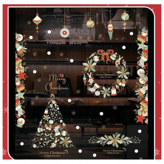 Ecarla Colorful Christmas Window Stickers 2 Sheets 90x30cm Nkd22