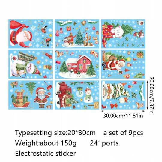 Ecarla Christmas Colorful Window Stickers 9 Sheets 20x30cm Nkd12
