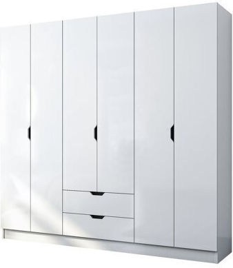 Kailua 2776 Εξάφυλλη Ντουλάπα με Καθρέπτη 180x45x180cm Ματ Άσπρο Kailua 2776 Εξάφυλλη Ντουλάπα με Καθρέπτη 180x45x180cm Ματ Άσπρο