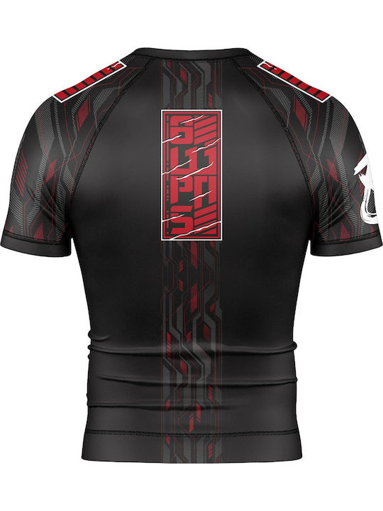 8 Weapons Männer Kampfkunstshirt Kurze Ärmel 8300022-3-BKRE für Jiu-Jitsu Schwarze