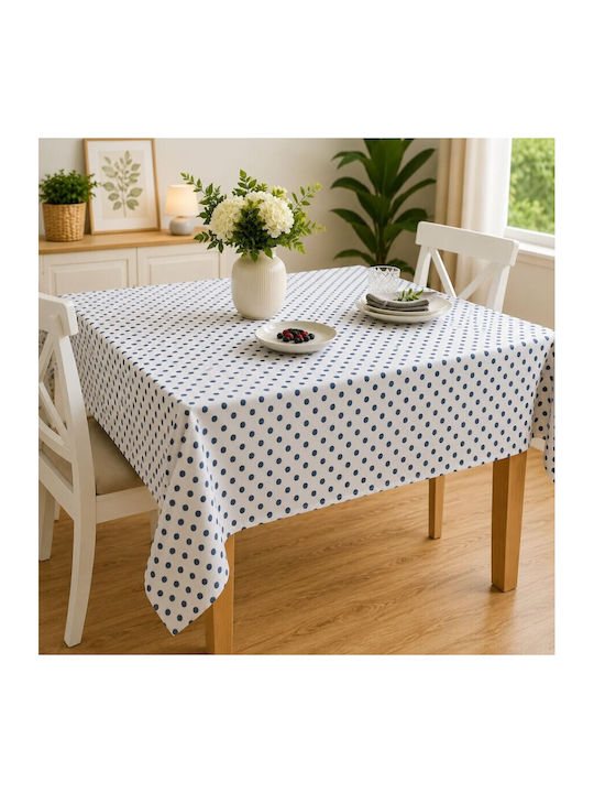 Pucioasa Față De Masă Bumbac Albastru Cu Buline 160x320 Cm
