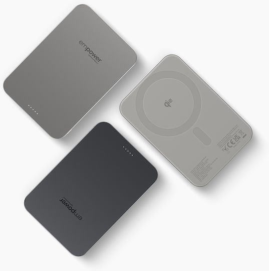 PanzerGlass Empower MagSafe Qi2 5000mAh 20W с USB-C изходен порт Power Delivery / Бързо зареждане Титанов Външна батерия